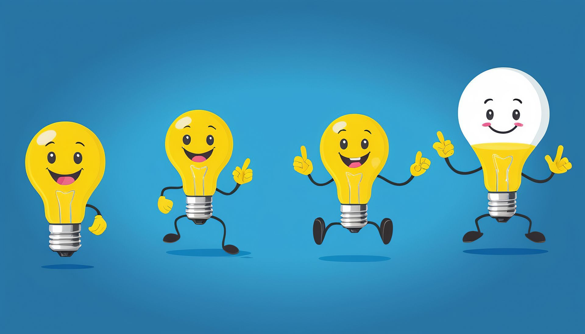 Personnages souriants en forme d'ampoules