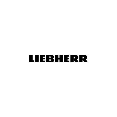 Un logo noir et blanc pour liebherr sur fond blanc.