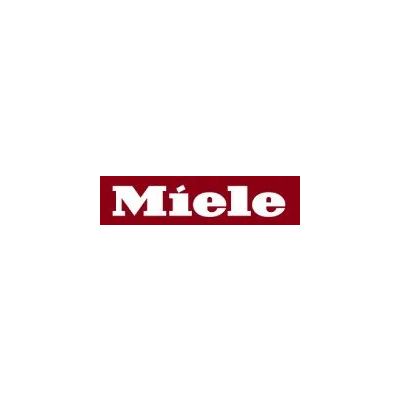 Le logo miele est rouge et blanc sur fond blanc.