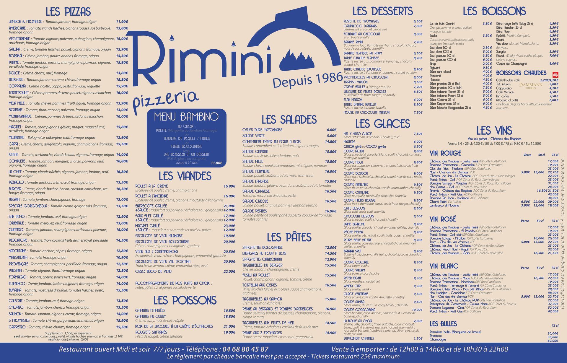 Carte de Pizzeria Rimini