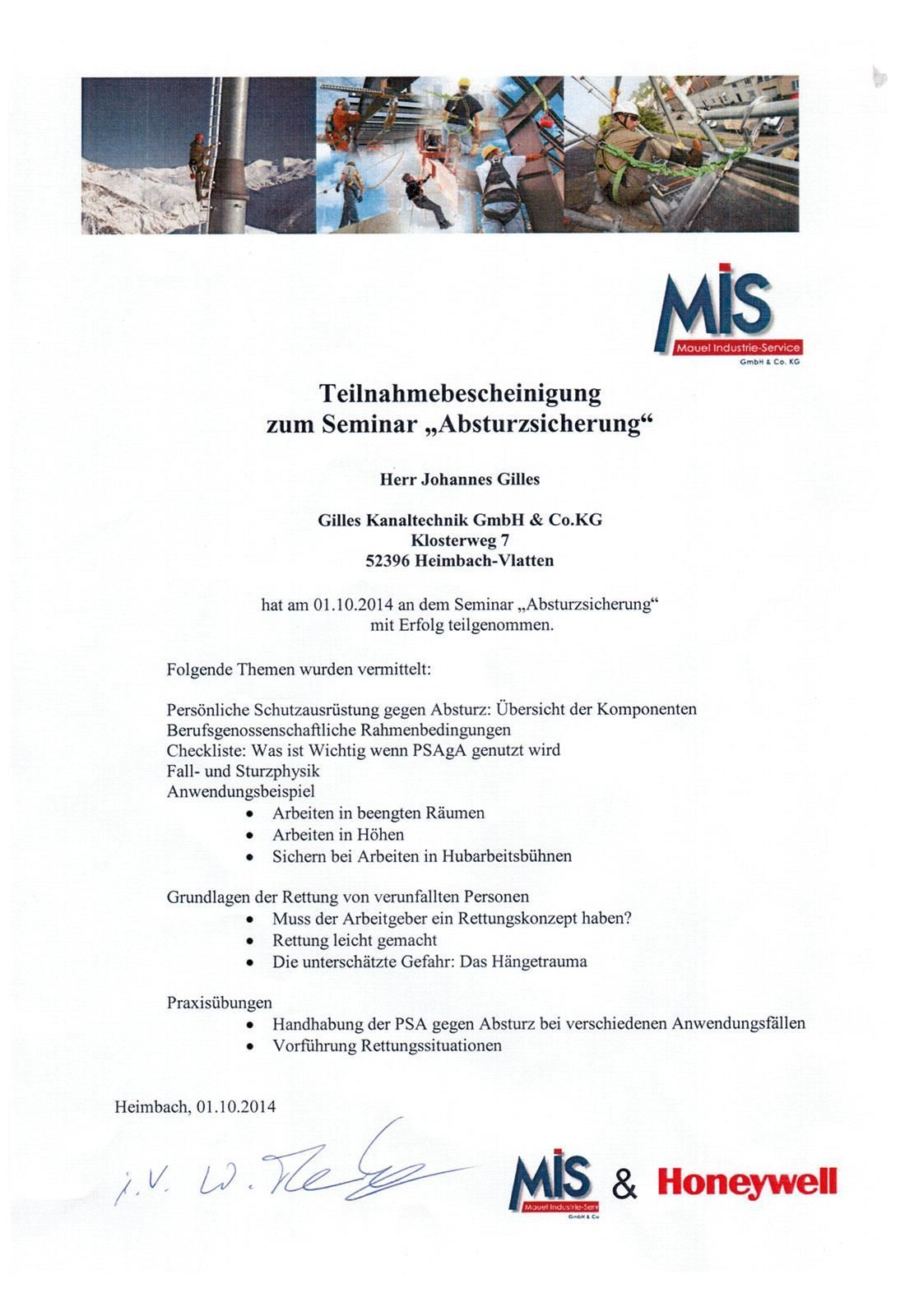 Ein weißes Papier mit den Worten „MIS“ und „Honeywell“ darauf