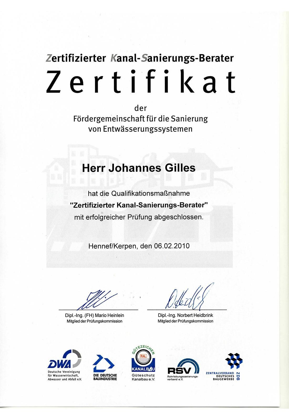 Eine Urkunde mit dem Namen Herr Johannes Gilles