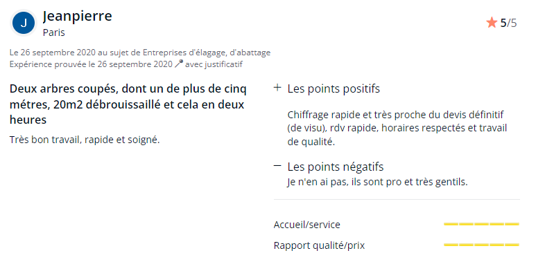 L'avis client de Jean pierre