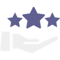 Mà que sosté tres estrelles morades.