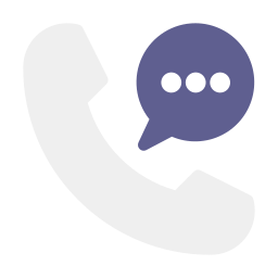 Receptor de telèfon blanc amb una bombolla de diàleg lila que conté tres punts.