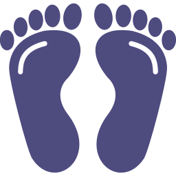 Petjades porpres, mirant cap endavant.