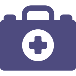 Kit de primers auxilis morat amb l'emblema d'una creu blanca.