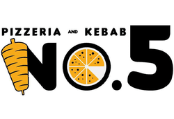 Un logo pour pizzeria et kebab n°5 avec un kebab et une part de pizza.