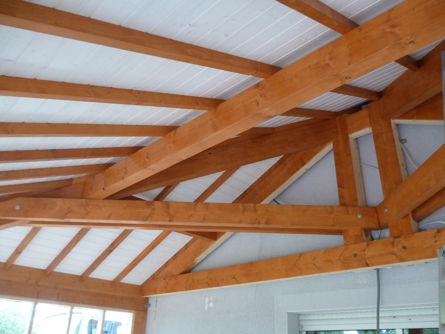 Charpente apparente sous véranda