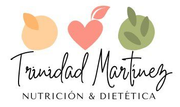 Logo de &ldquo;Trinidad Mart&iacute;nez Nutrici&oacute;n & Diet&eacute;tica&rdquo; con frutas y una hoja verde