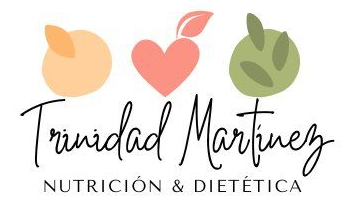 Logo de &ldquo;Trinidad Mart&iacute;nez Nutrici&oacute;n & Diet&eacute;tica&rdquo; con frutas y una hoja verde