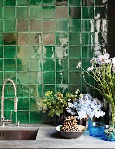 terre cuite émaillée 13x13, crédence.