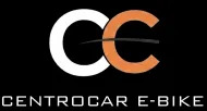 Logotipo de Centrocar E-Bike con las iniciales &ldquo;CC&rdquo; estilizadas en blanco y naranja sobre fondo negro.