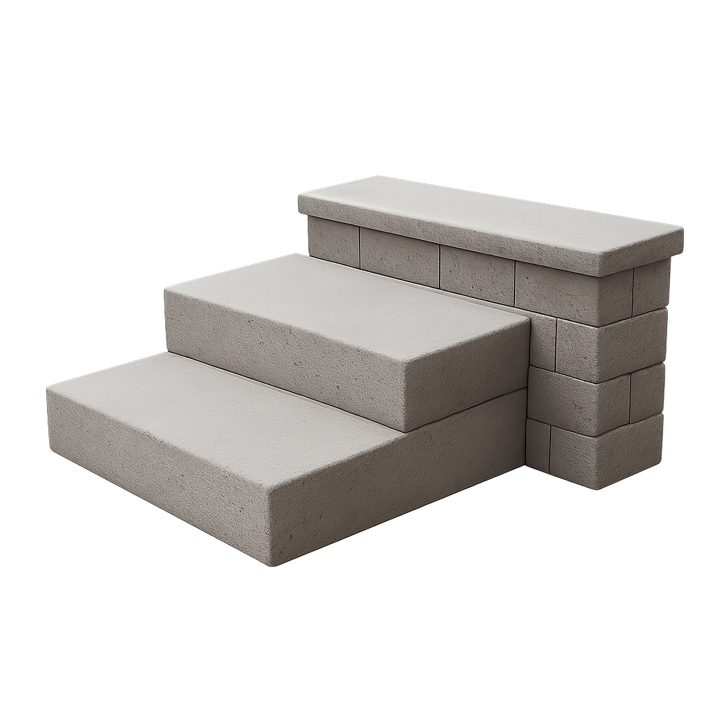 Bloc de béton à deux noyaux creux, gris.