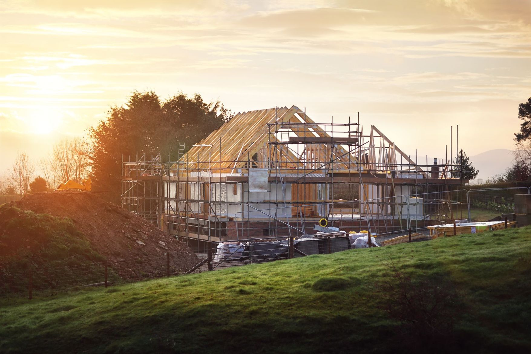 Une maison en construction.