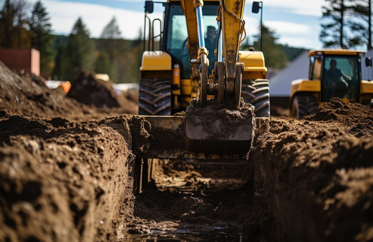 Travaux de terrassement d'une piscine en cours de réalisation 