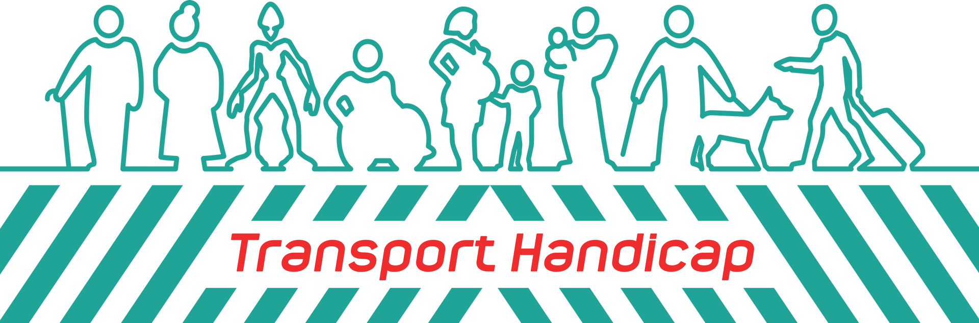 Un logo pour le handicap en matière de transport montre un groupe de personnes debout les unes à côté des autres