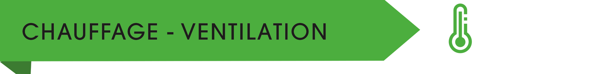 Illustration de flèche de couleur verte avec l'expression chauffage et ventilation