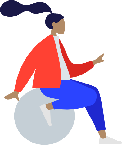 illustration flat de femme assise sur une balle