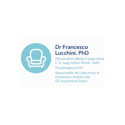 Biglietto da visita del Dott. Francesco Lucchini, PhD, con logo blu e testo di contatto.