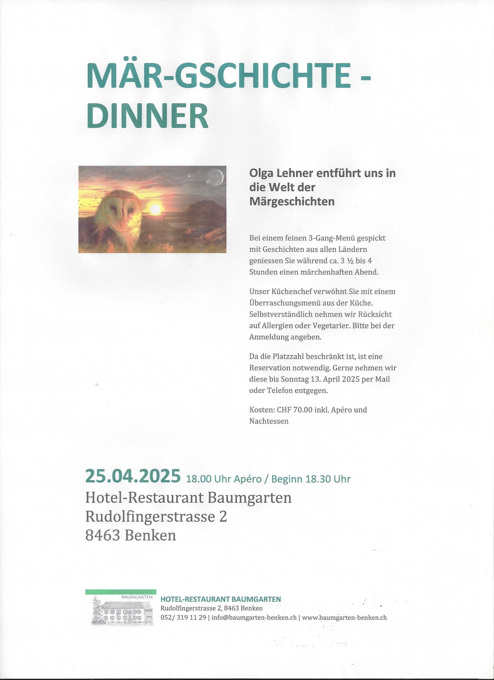 Eine Werbung für Chas-Chugle zeigt ein Bild von Essen und eine Telefonnummer