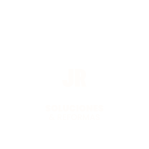 Iniciales "JR" sobre el texto "Soluciones Inmobiliarias", probablemente un logotipo empresarial, en colores claros.