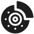 Icono de lente de cámara estilizado en blanco y negro con círculos concéntricos y un anillo exterior parcial.