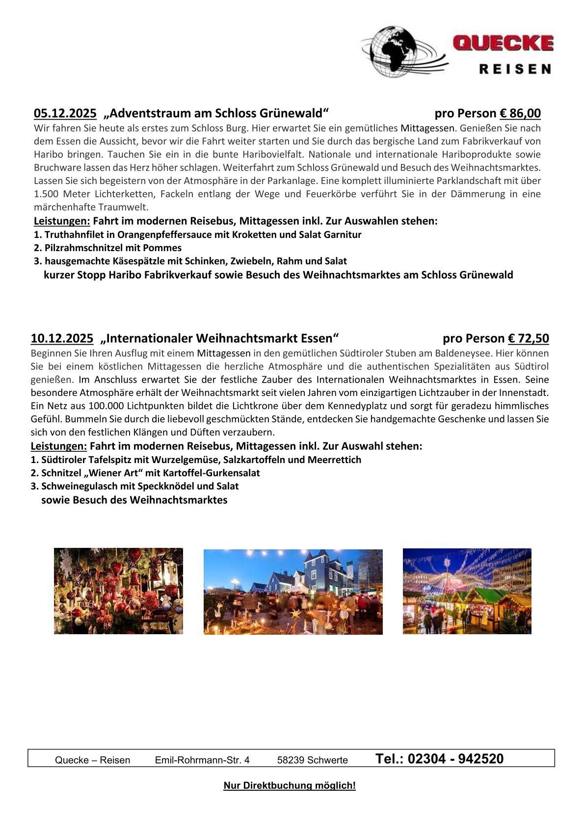Flyer Tagesfahrten Quecke Reisen