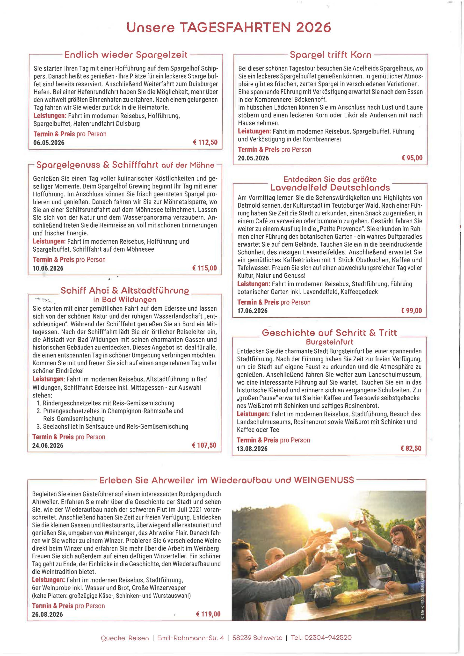 Flyer Tagesfahrten Quecke Reisen