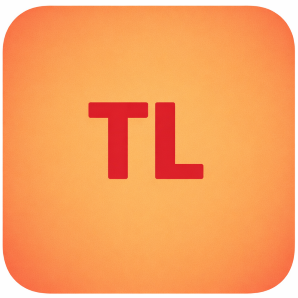 Ein quadratisches Symbol mit abgerundeten Ecken, das die roten Buchstaben „TL“ auf einem orangefarbenen Farbverlaufshintergrund zeigt.
