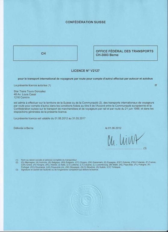 16- Star Tours - Licence de transport