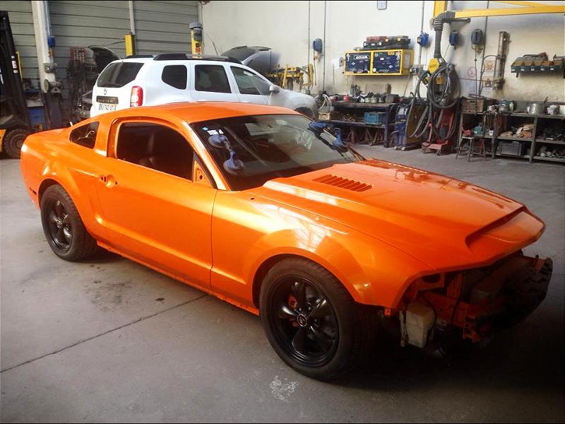Travaux de carrosserie et peinture sur une Mustang Shelby