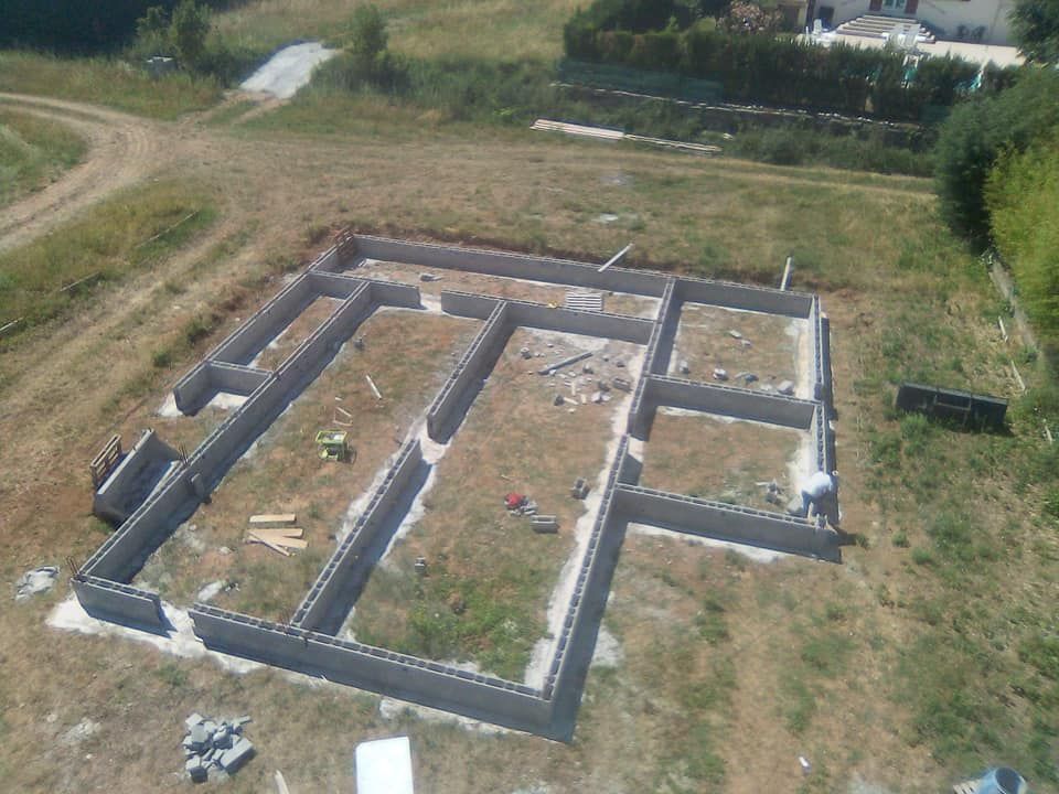 Fondations d'une maison.