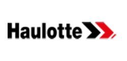 Das Haulotte-Markenlogo zeigt das Wort „Haulotte“ in schwarzer Schrift, gefolgt von einem schwarzen und einem roten Winkelsymbol.