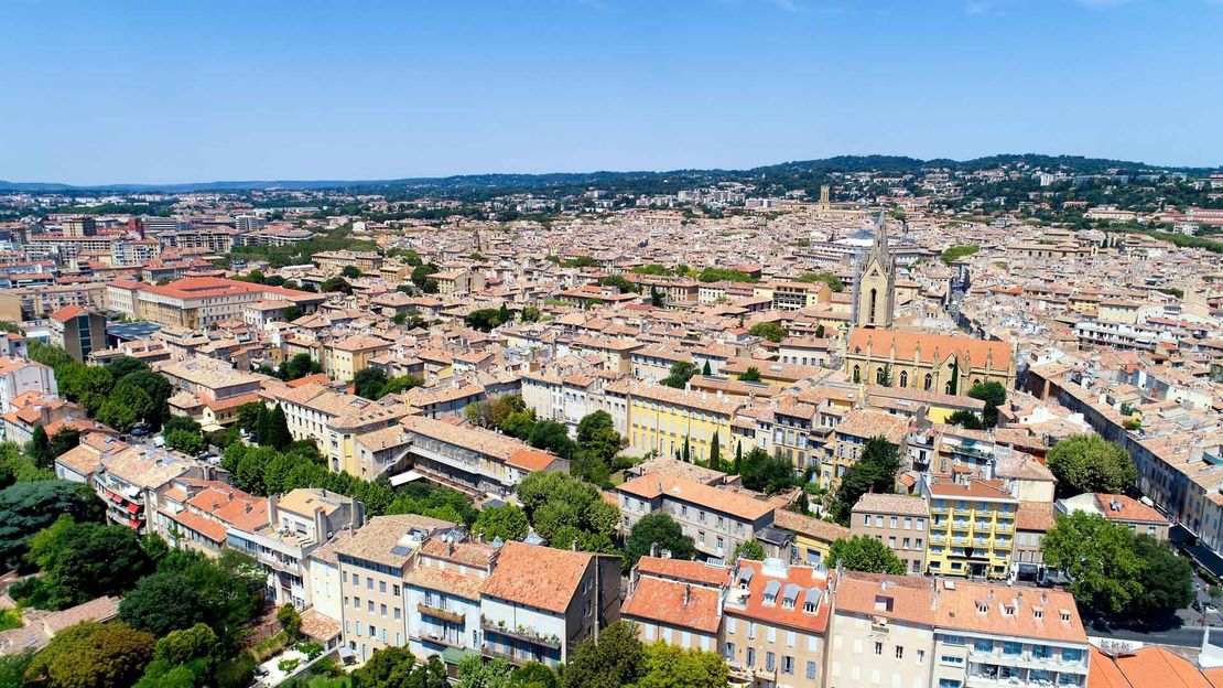 Vue aérienne de la ville d’Agen