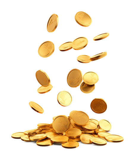 Un tas de pièces d'or formé à la suite de leur chute