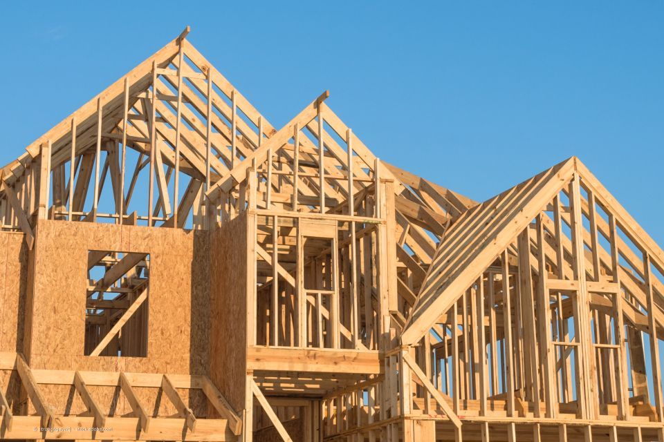 Holzgerüst eines neuen Hauses