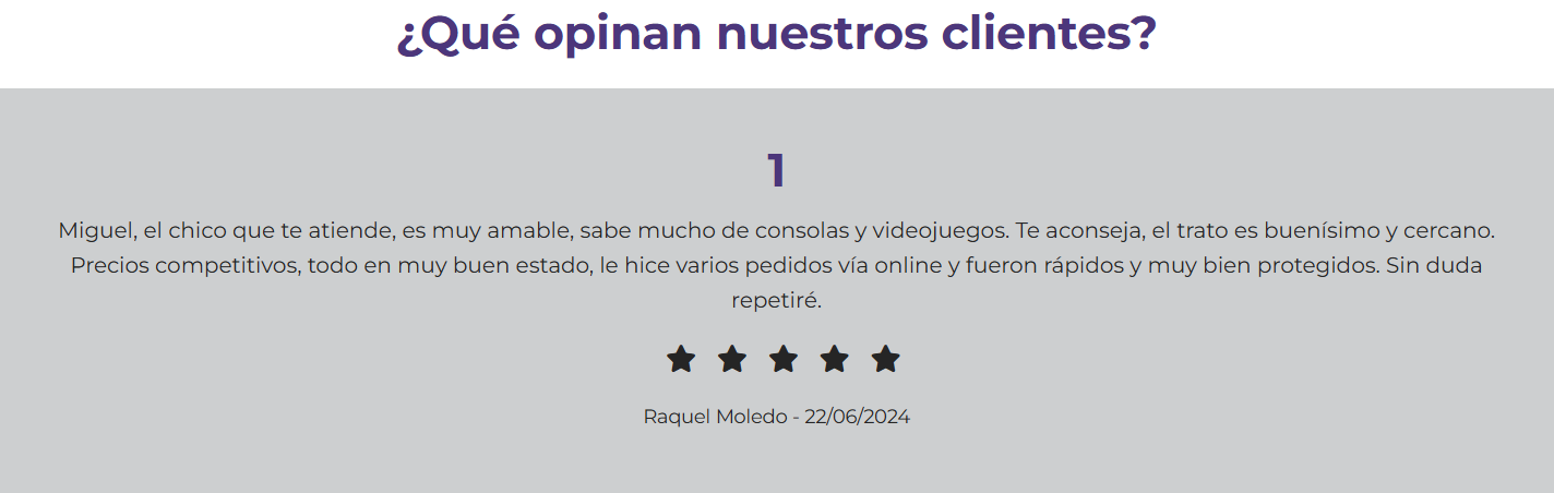 A screenshot of a website that says que opinan nuestros clientes