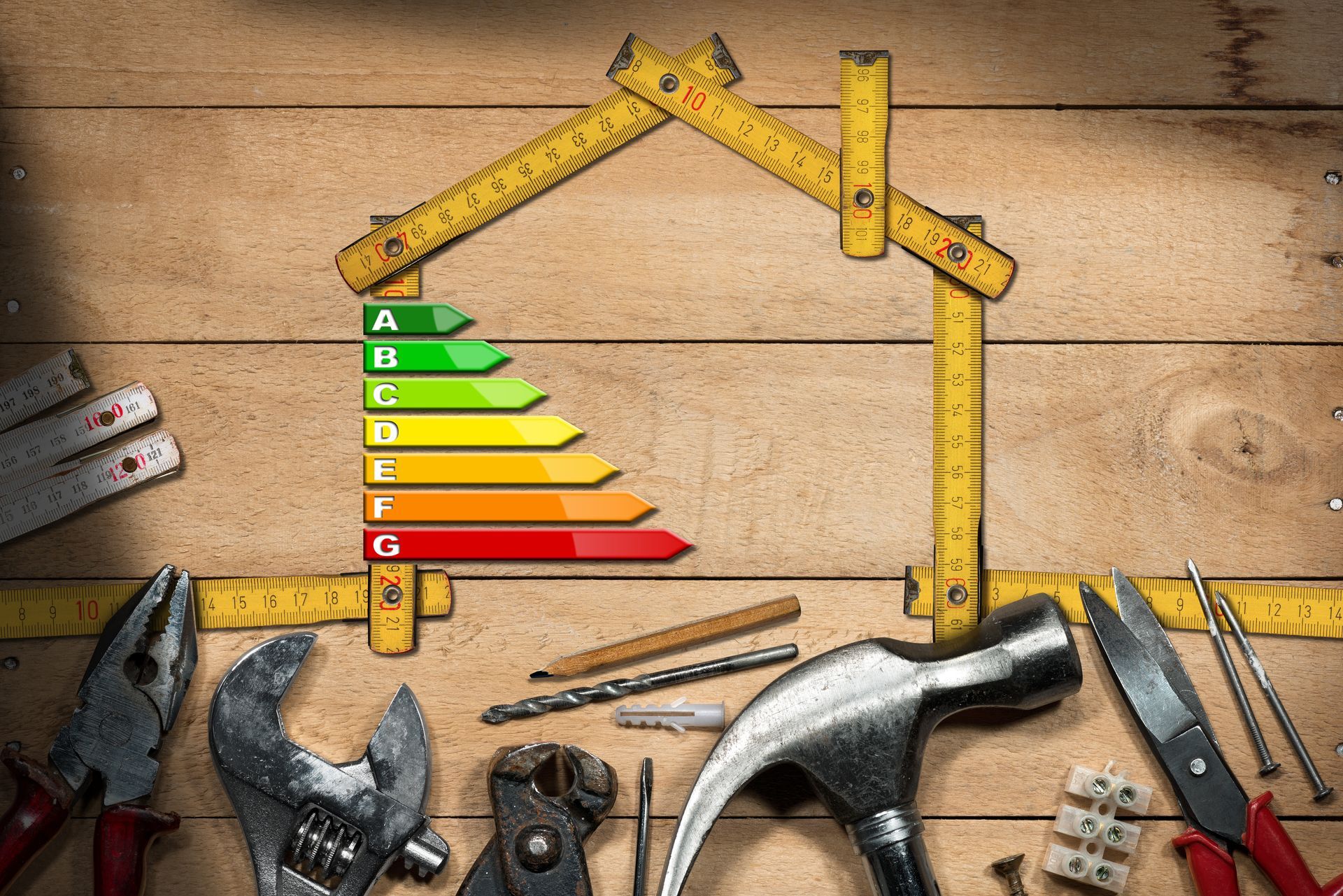 Silhouette de maison réalisé avec des outils