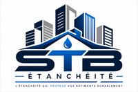 Silhouette d'immeubles avec STB en gras et en blanc