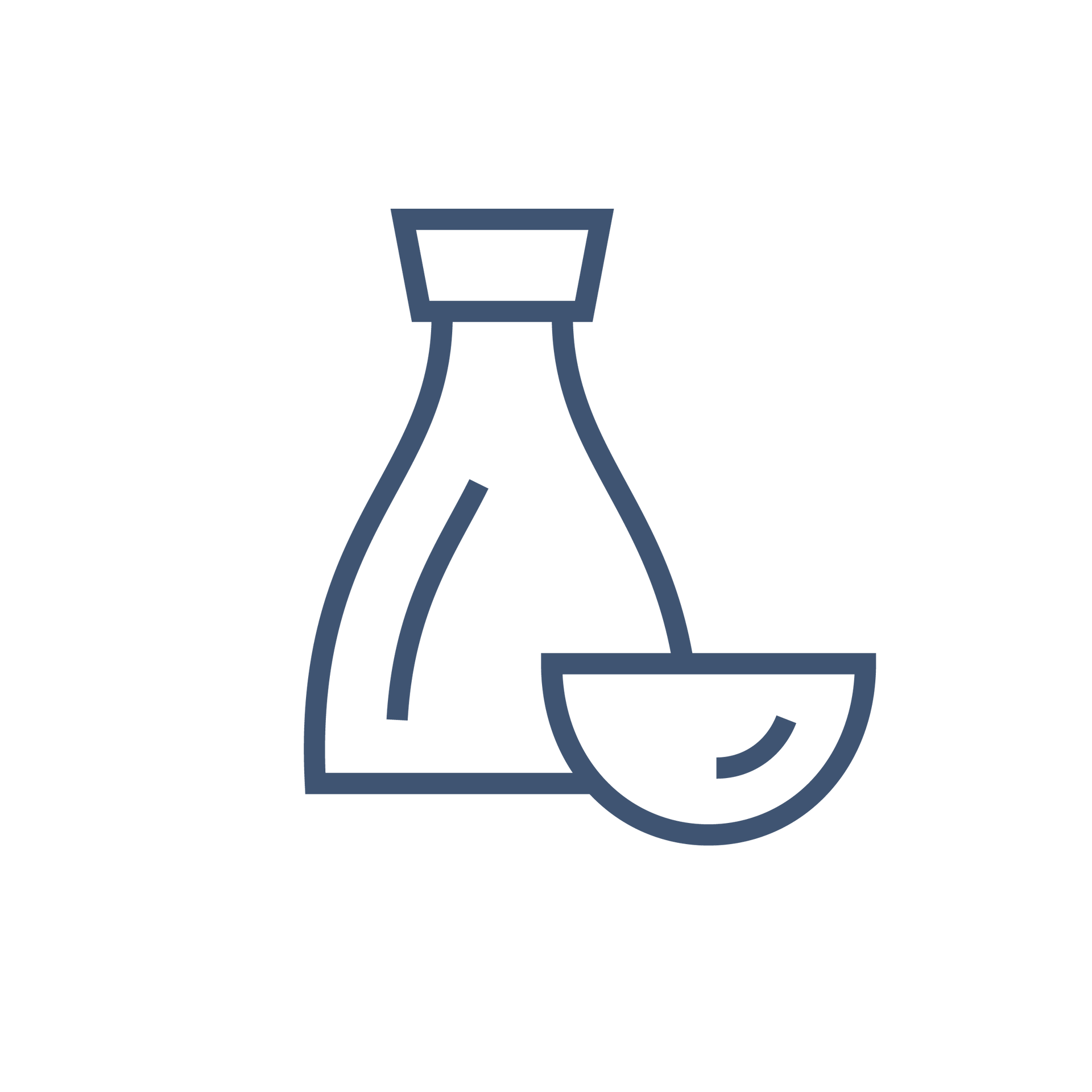 Ein Liniensymbol einer Flasche und einer Schüssel auf weißem Hintergrund.