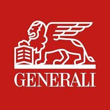Logotipo de Generali: león alado con libro, blanco sobre fondo rojo; nombre de la empresa debajo.