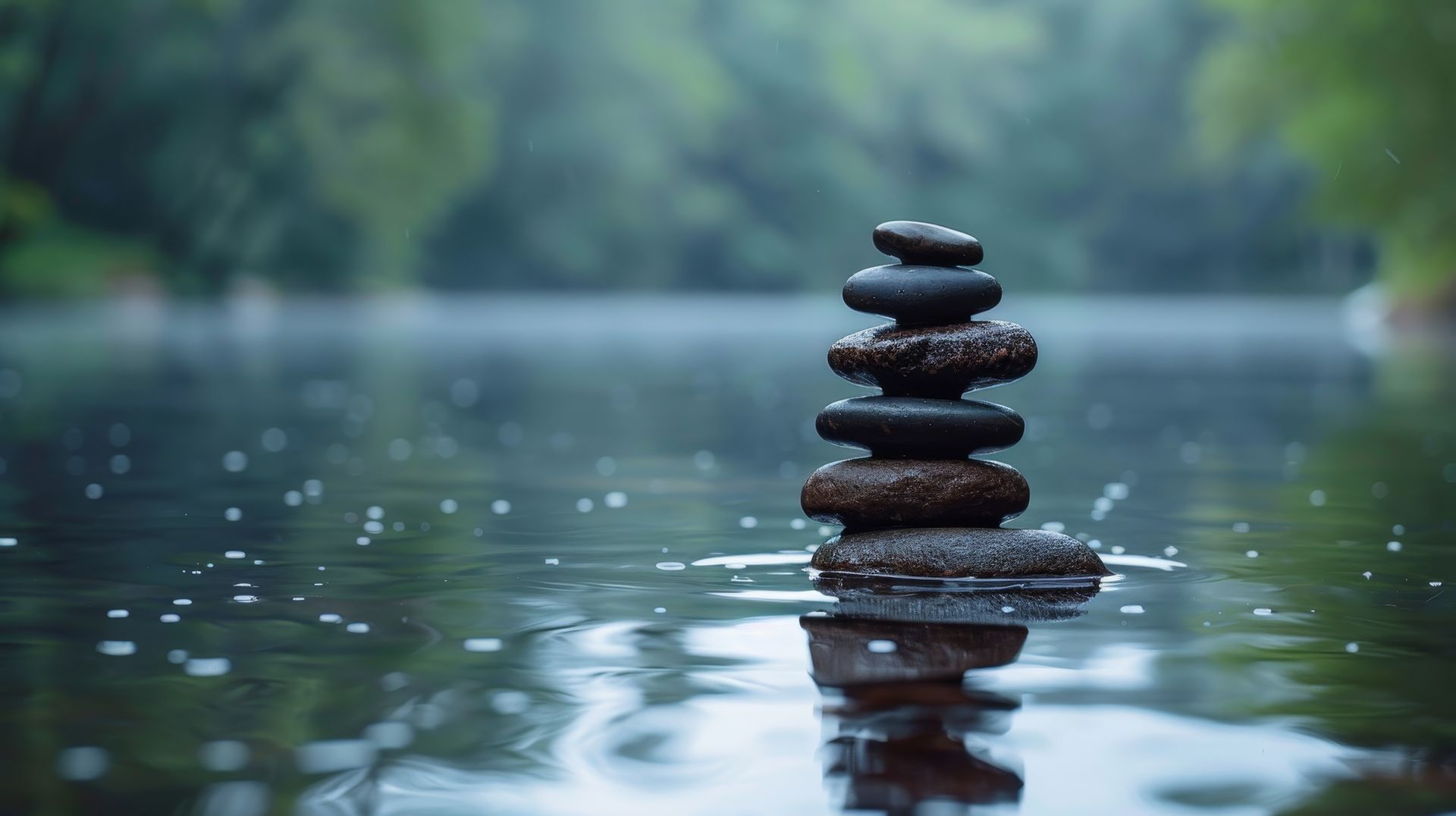 Pierres empilées dans l'eau