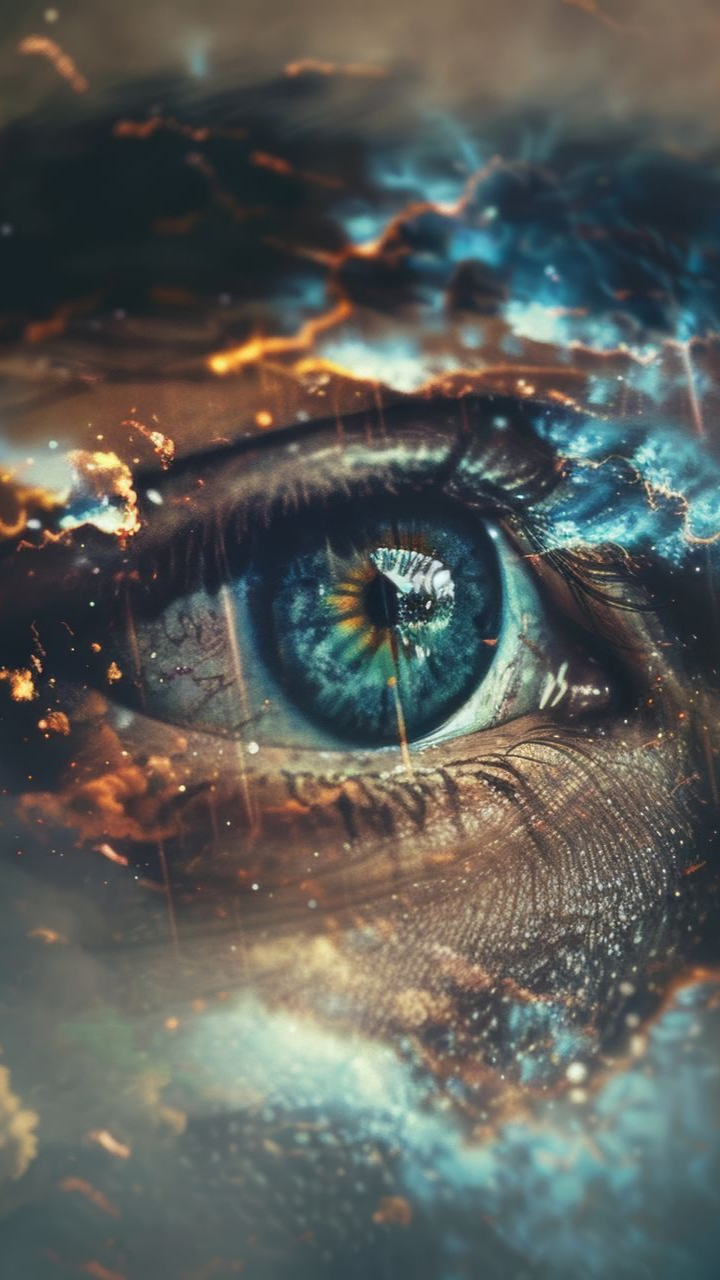 Œil avec nuages tourbillonnants