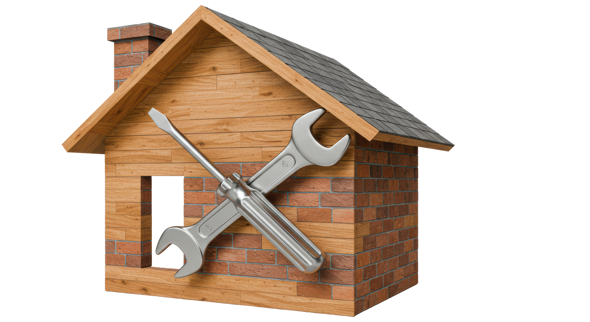Une cabane en bois et des outils