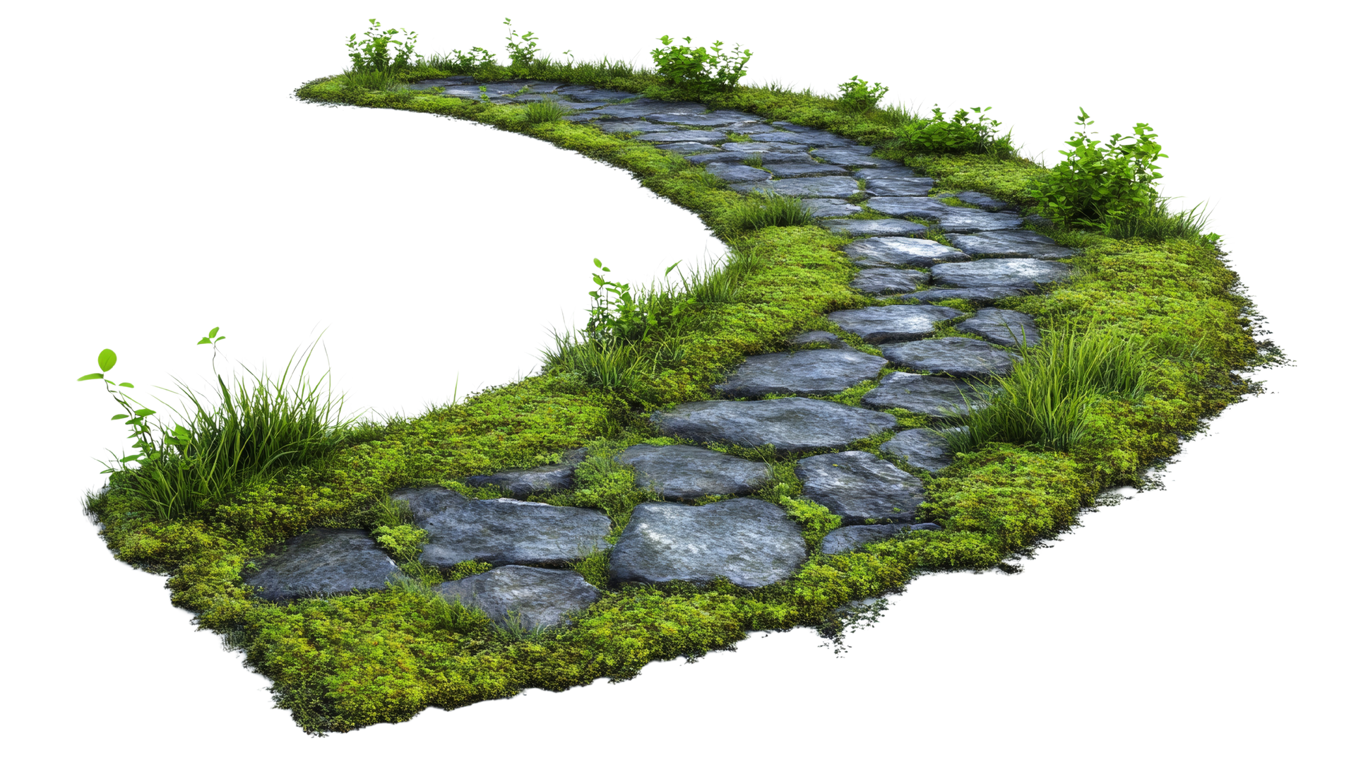 Chemin d'accès avec de l'herbe autour