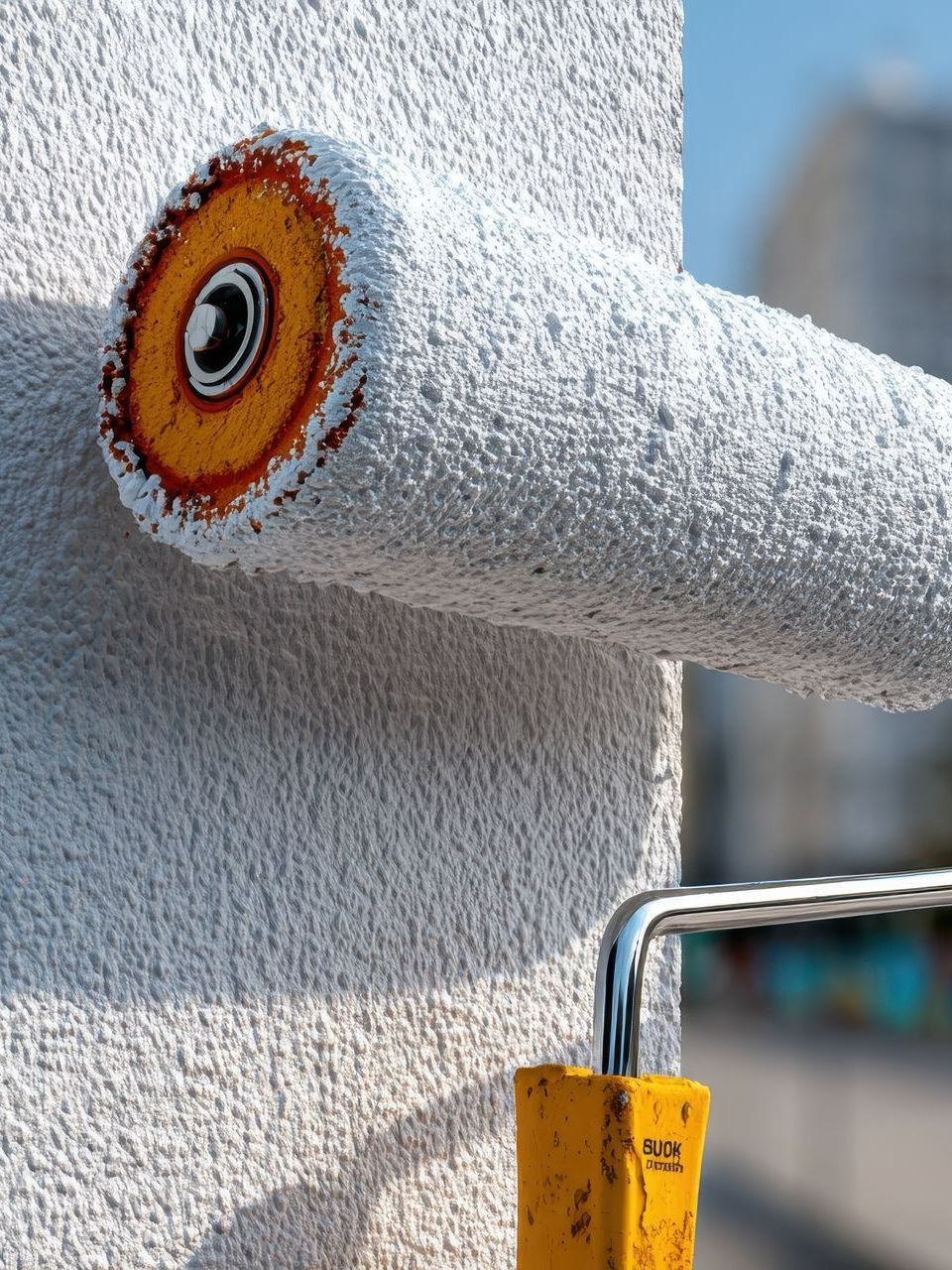 Rouleau de peinture sur façade