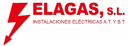 ELAGAS S.L. logo in red with lightning bolt; text reads &ldquo;INSTALACIONES EL&Eacute;CTRICAS A.T. Y B.T.&rdquo;