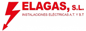 ELAGAS S.L. logo in red with lightning bolt; text reads &ldquo;INSTALACIONES EL&Eacute;CTRICAS A.T. Y B.T.&rdquo;