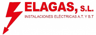 ELAGAS S.L. logo in red with lightning bolt; text reads &ldquo;INSTALACIONES EL&Eacute;CTRICAS A.T. Y B.T.&rdquo;